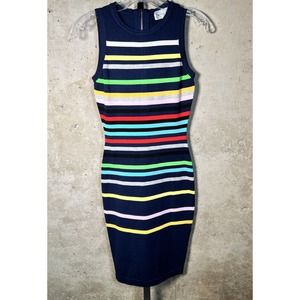 Milly Rainbow Striped Bodycon Stretch Dress